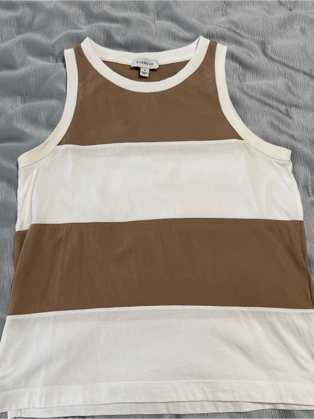 Evereve Miles Striped White & Brown Tank
